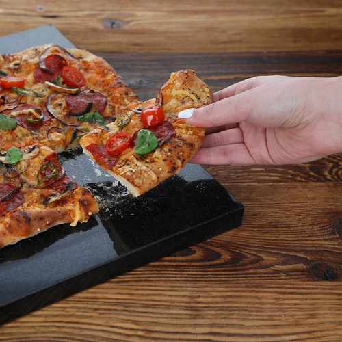 Pedra para pizza em granito retangular 37 x 35 cm - 9