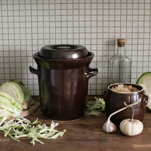 Pote de grés 15 L para fermentação com selo de água e tampa - 2