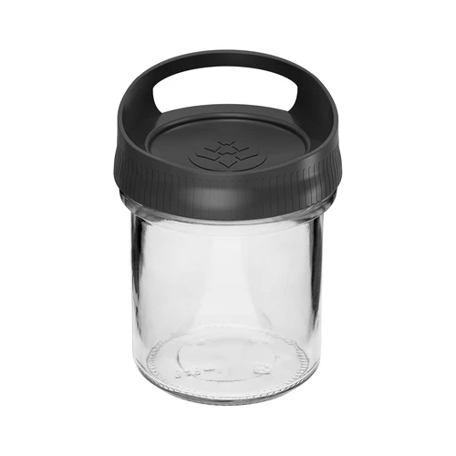 Recipiente de vidro de 350 ml, com tampa para pendurar