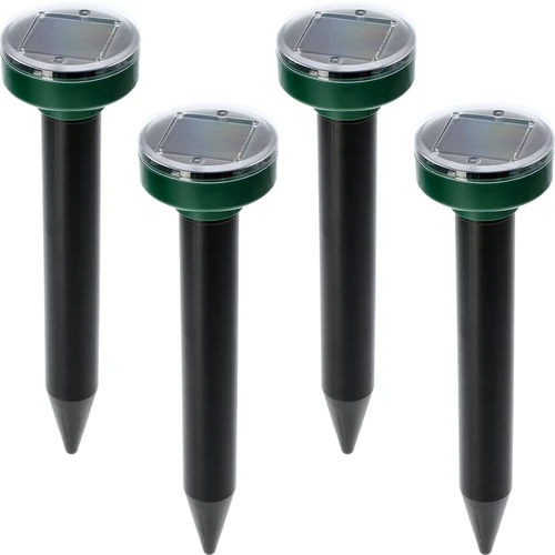 Afugentador solar de toupeiras – proteção eficaz, segura e humanitária para o jardim, conjunto de 4 unidades.