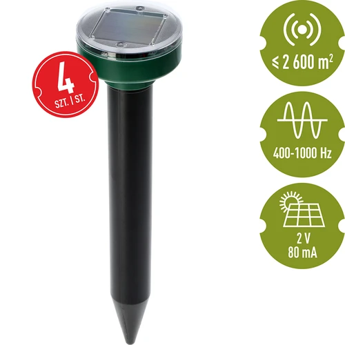 Afugentador solar de toupeiras – proteção eficaz, segura e humanitária para o jardim, conjunto de 4 unidades. - 8