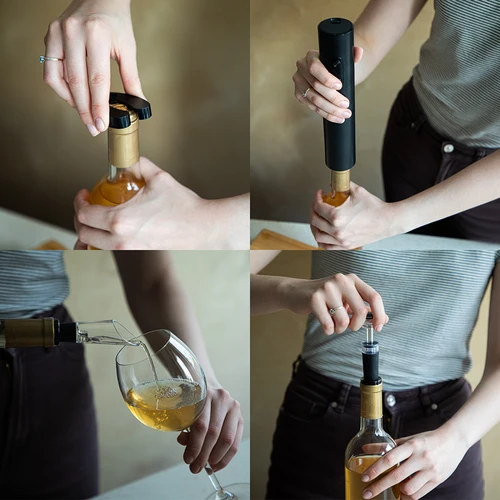 Saca-rolhas elétrico com acessórios para vinho - 7