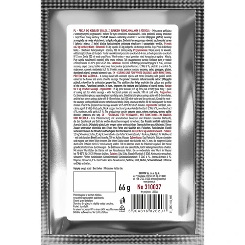 Sal de cura para salsicha branca, com proteína funcional e acerola, 66 g - 2