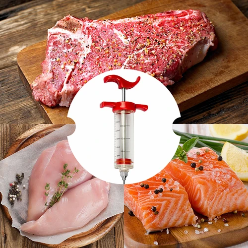 Seringa para carnes 30 ml + 3 agulhas + escovilhão - 13