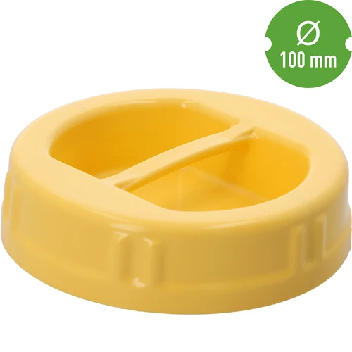 Tampa TO Ø 100 mm amarela, em plástico, com pega, para frascos de vidro - 3