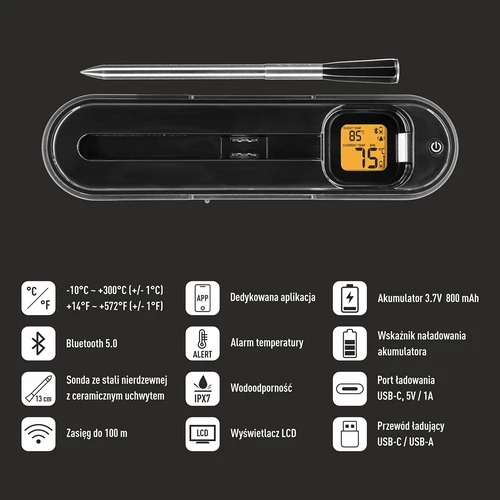 Termómetro culinário com sonda sem fios Bluetooth - 6