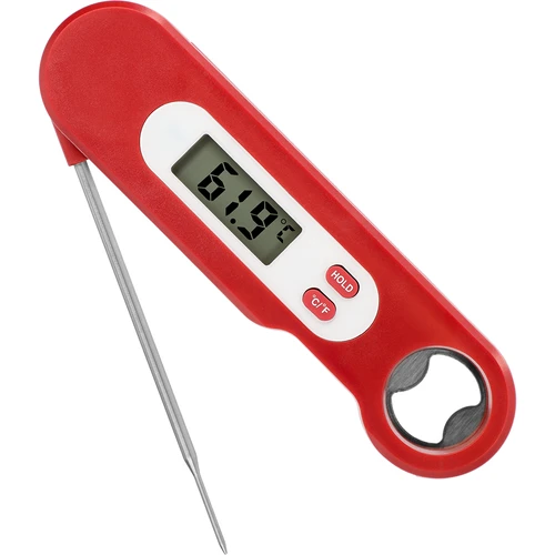 Termómetro culinário eletrónico com sonda dobrável (-50/+300℃), vermelho