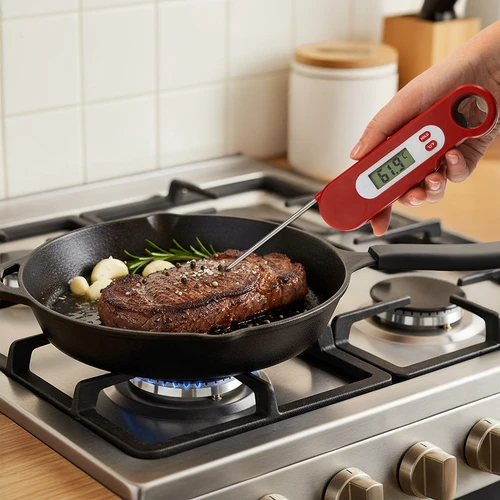 Termómetro culinário eletrónico com sonda dobrável (-50/+300℃), vermelho - 7