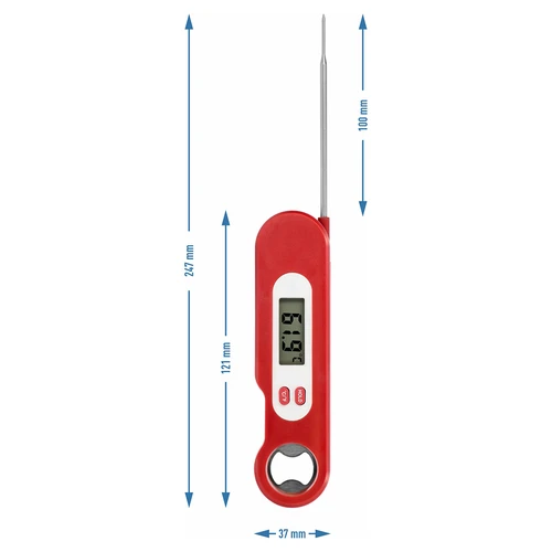 Termómetro culinário eletrónico com sonda dobrável (-50/+300℃), vermelho - 5