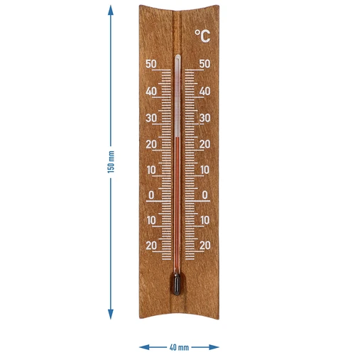 Termómetro de ambiente em madeira (-20 a +50°C), castanho-escuro, 15cm - 5