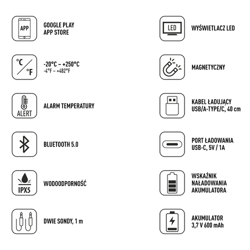Termómetro de cozinha com Bluetooth, 2 sondas - 8