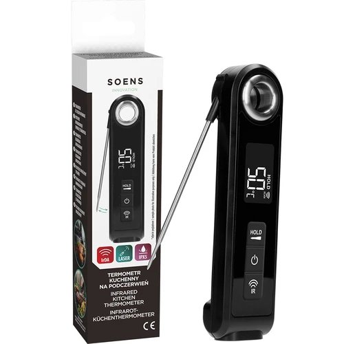 Termómetro de cozinha de infravermelhos, compacto, com sonda dobrável - 10