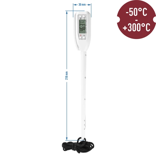 Termómetro de cozinha eletrónico (-50°C a +300°C) com estojo, branco - 2