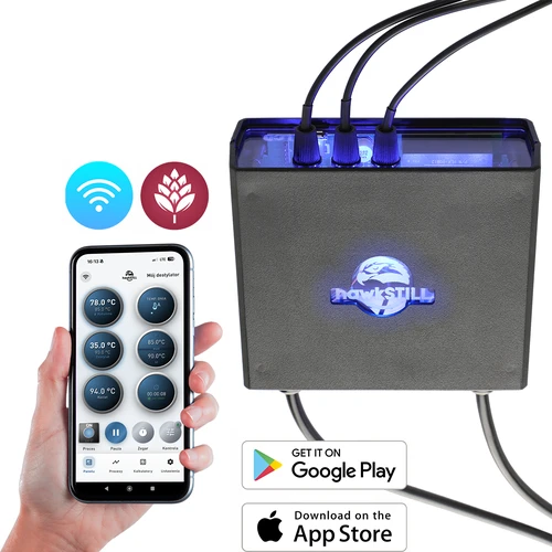 Termómetro de destilação hawkSTILL Wi‑Fi com função de ligar e desligar a resistência