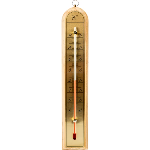 Termómetro de interior com escala dourada (-10°C a +60°C) 28 cm, sortido