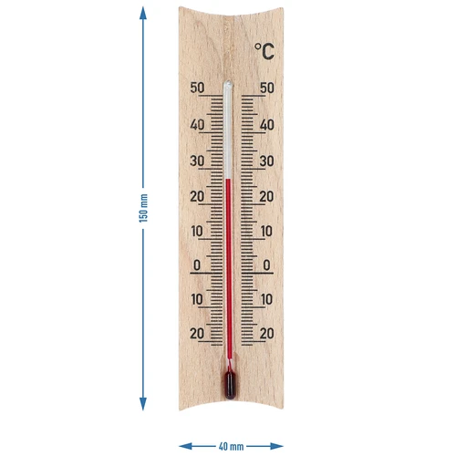 Termómetro de interior em madeira (-20 a +50°C), 15 cm, sortido - 6
