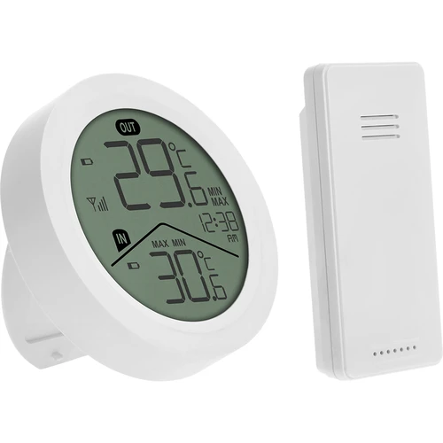 Termómetro eletrónico da marca Soens - com sensor externo, redondo branco - 2