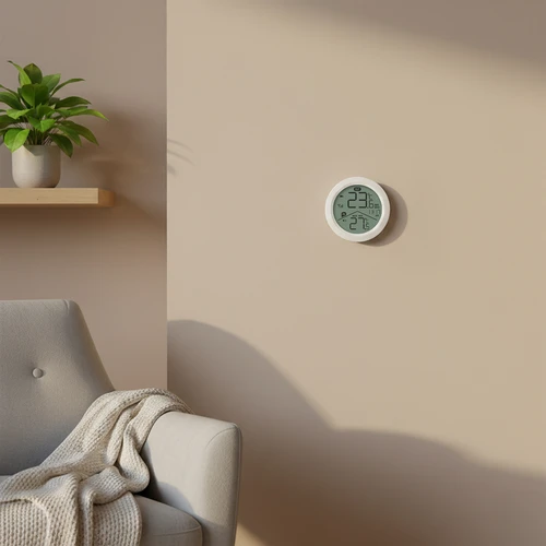 Termómetro eletrónico da marca Soens - com sensor externo, redondo branco - 8