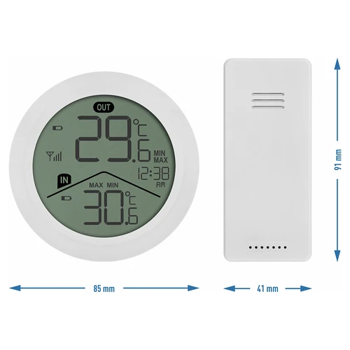 Termómetro eletrónico da marca Soens - com sensor externo, redondo branco - 5