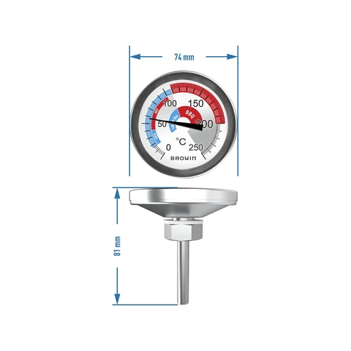 Termómetro para fumagem e BBQ (0°C a +250°C) 5,7 cm - 6