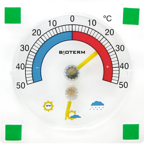 Termómetro universal com higrómetro, transparente e autocolante (-50°C a +50°C)