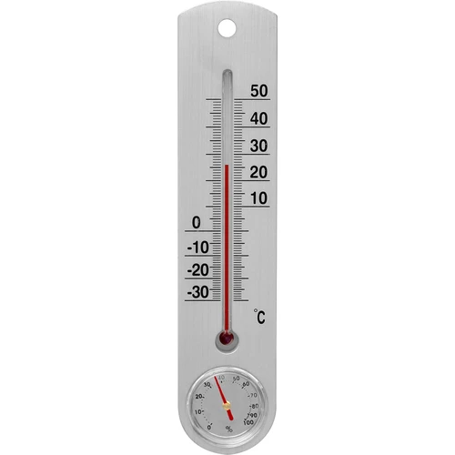 Termómetro universal prateado com higrómetro (-30°C a +50°C) 25 cm