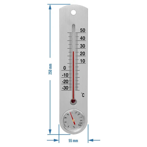 Termómetro universal prateado com higrómetro (-30°C a +50°C) 25 cm - 2