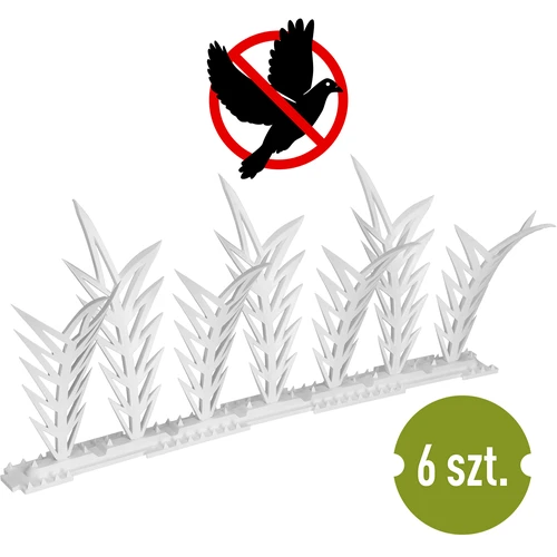 Tiras com picos dissuasores de aves, decorativas, brancas - em plástico, 6 un.