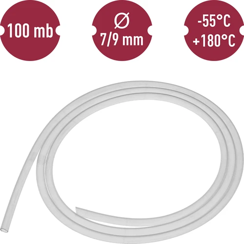 Tubo de silicone Ø 7/9 mm – -55 a +180°C – ao metro - 2