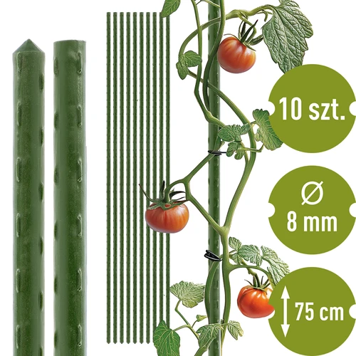 Tutores de jardim Bioogród – aço revestido, 0,75 m, Ø 8 mm, 10 un.