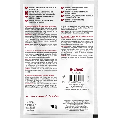 ViniTurbo - levedura para fermentação rápida, 20 g - 2