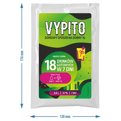 VYPITO 12%, saqueta para 18 cocktails - Bebida energética, 126 g - 4