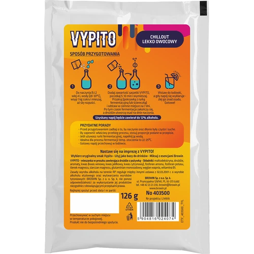 VYPITO 12%, saqueta para 18 cocktails - Chillout ligeiramente frutado, 126 g - 2