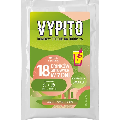 VYPITO 12%, saqueta para 18 cocktails - Matcha-Alperce, 126g