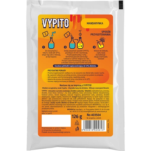 VYPITO 12%, saqueta para 18 cocktails - Tangerina, 126 g - 2