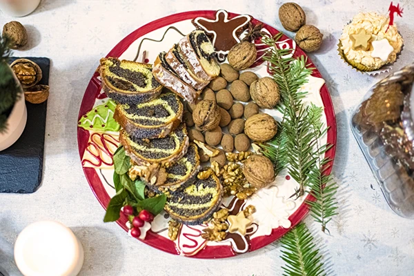 Rocambole de sementes de papoila de Natal, que sai sempre bem!