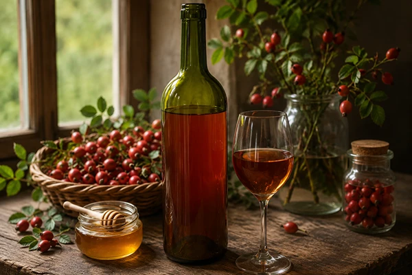 Vinho de frutos de rosa mosqueta com mel