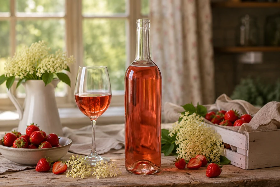 Browin Przepiśnik - Vinho de morango com um toque de flores de sabugueiro